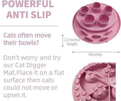 Alfombra Comedero Puzzle Rosa para Gatos - Dispensador Lento para Hábitos de Alimentación Saludables