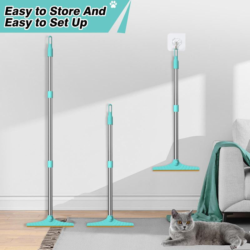 Cat Hair Remover, Adjustable Pet Hair Remover, Pet Cleaning Brush with Hanging Ring, Power Broom, Pet Hair Remover Tool for Carpets Floor Use, Shedding Grooming Kit