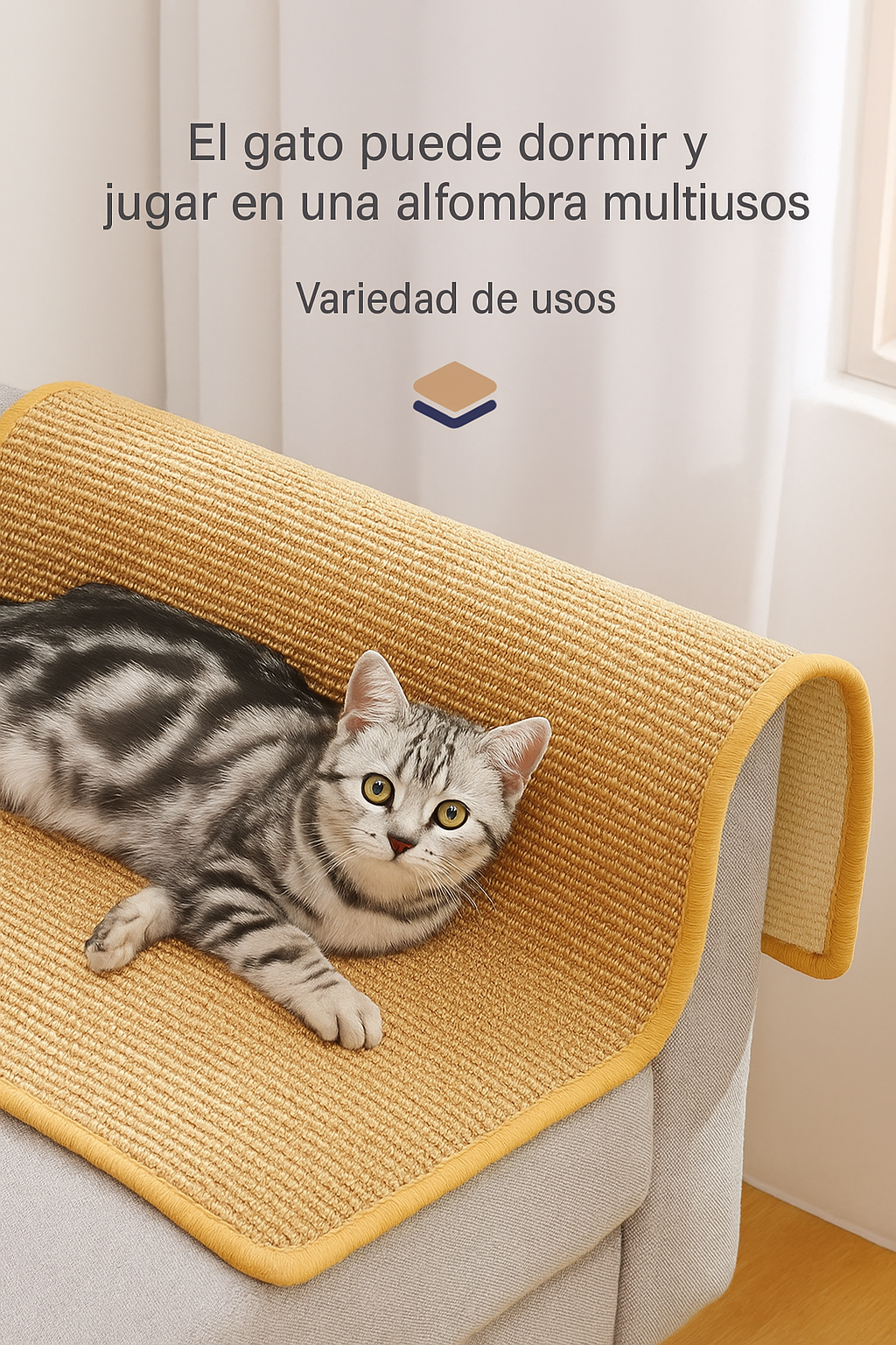  Rascador de Sisal para Gatos – Alfombra Protectora de Muebles, Sofás y Sillas