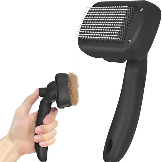 Cepillo Desenredante Autolimpiante para Gatos y Perros - Herramienta de Aseo Profesional Anti-Mudanza de Pelo Largo y Corto