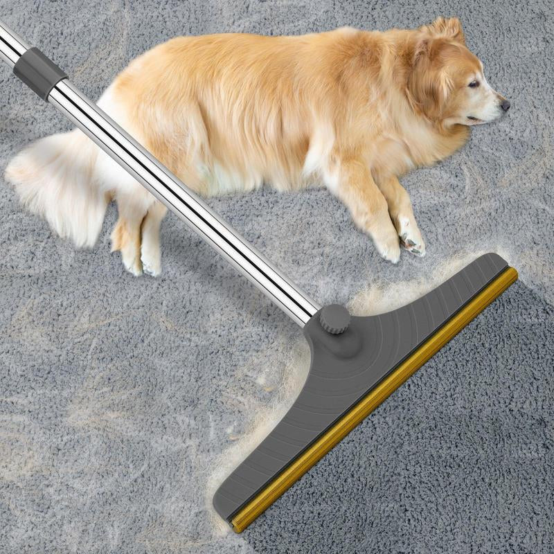 Cat Hair Remover, Adjustable Pet Hair Remover, Pet Cleaning Brush with Hanging Ring, Power Broom, Pet Hair Remover Tool for Carpets Floor Use, Shedding Grooming Kit