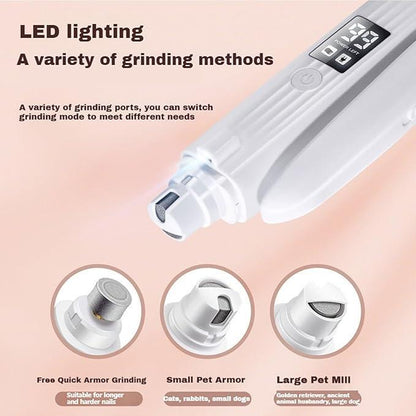 Nail Trimmer,Pet Nail Trimmer,Portable 2 in 1 Dog Cat Electric Nail Clipper with Light,Electric Pets Claw Trimmer,Nail Trimmer with Nail File.