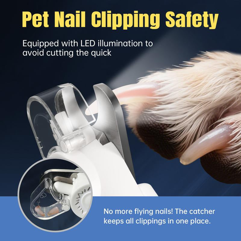 Cortauñas Eléctrico 2 en 1 para Perros y Gatos - USB Recargable con LED y Diseño Seguro - Ideal para Mascotas Pequeñas, Medianas y Grandes