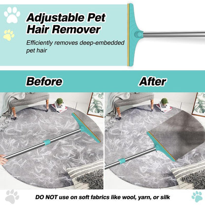 Cat Hair Remover, Adjustable Pet Hair Remover, Pet Cleaning Brush with Hanging Ring, Power Broom, Pet Hair Remover Tool for Carpets Floor Use, Shedding Grooming Kit