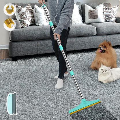 Cat Hair Remover, Adjustable Pet Hair Remover, Pet Cleaning Brush with Hanging Ring, Power Broom, Pet Hair Remover Tool for Carpets Floor Use, Shedding Grooming Kit