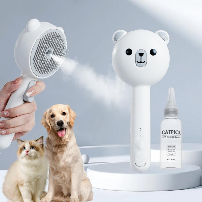 Advanced Pet Steam Hair Removal Comb, 1-Piece Durable Pet Hair Brush, Multi-Function Pet Hair Cleaning Brush with Easy Shedding Button, Gentle Cat and Dog Brush, Premium Cat and Dog Beauty and Massage Comb, Essential Pet Grooming Supplies