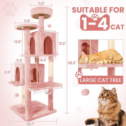 Árbol Rascador para Gatos con Hojas Verdes - Casa Cómoda de Felpa y Poste Rascador para Gatos de Interior