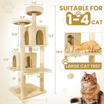 Árbol Rascador para Gatos con Hojas Verdes - Casa Cómoda de Felpa y Poste Rascador para Gatos de Interior