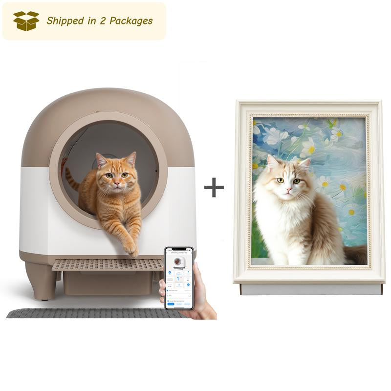 Warcat Smart Low-Noise Auto-Cleaning Litter Box 90L Self Cleaning Cat Litter Box App-Controlled via 2.4G Wifi with 10 Smart Sensors, Safety Protection, Easy Maintenance, Easy Setup & Clean