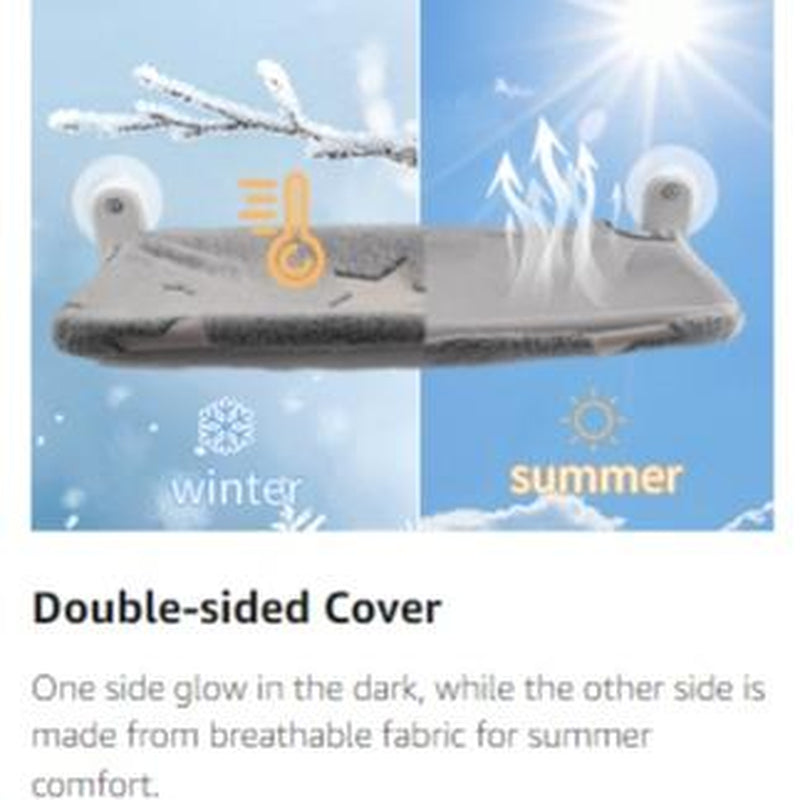 【Cat Window Perch】For Large Cats,Glow in the Dark,Hammock with Hook Design Double-Sided Fabric Cover, Foldable Window Seat,Sunbathing