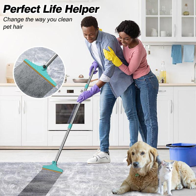 Cat Hair Remover, Adjustable Pet Hair Remover, Pet Cleaning Brush with Hanging Ring, Power Broom, Pet Hair Remover Tool for Carpets Floor Use, Shedding Grooming Kit