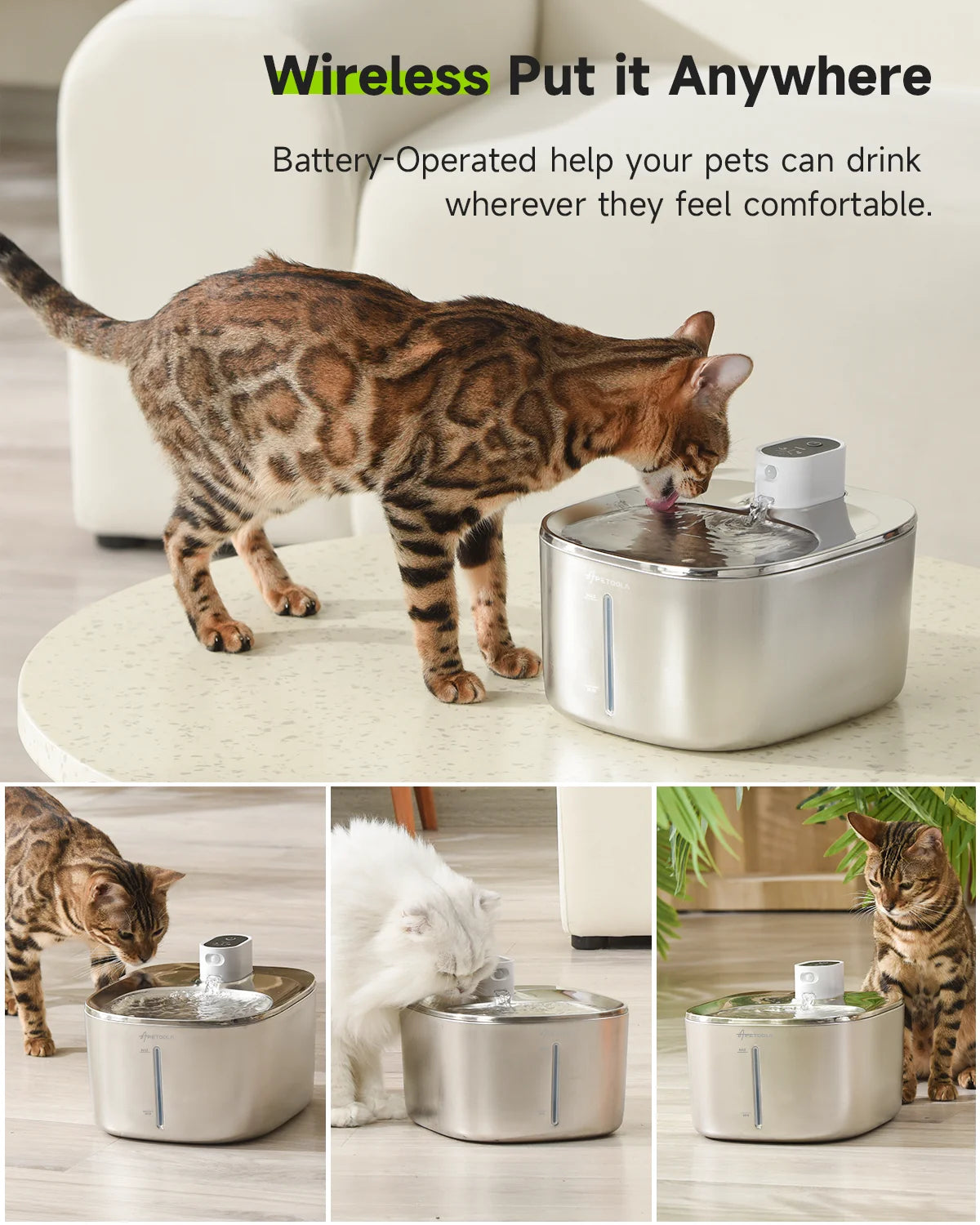 Fuente de Agua Inalámbrica para Gatos y Perros 4L con Sensor Automático – Dispensador de Agua para Mascotas