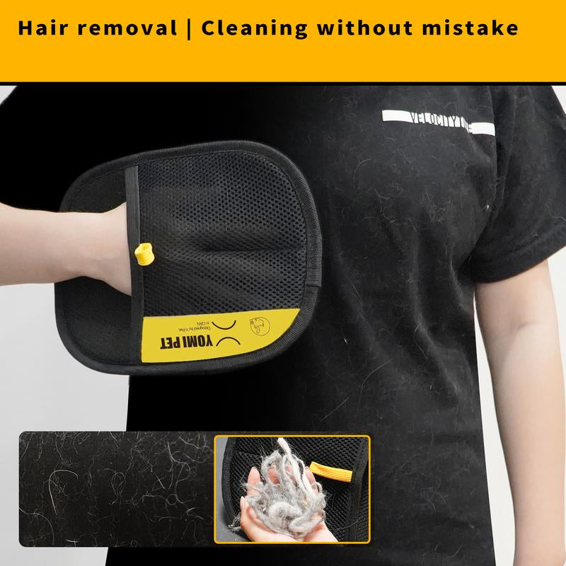 YOMI Pet Hair Remover Electrostatic Gloves Two-Way Brush Sticky Hair Remover Cat Hair Dog Hair Glover Grooming Removal Cleaning