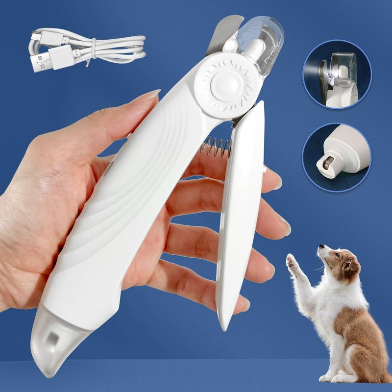 Cortauñas Eléctrico 2 en 1 para Perros y Gatos - USB Recargable con LED y Diseño Seguro - Ideal para Mascotas Pequeñas, Medianas y Grandes