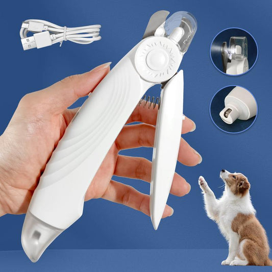 Cortauñas Eléctrico 2 en 1 para Perros y Gatos - USB Recargable con LED y Diseño Seguro - Ideal para Mascotas Pequeñas, Medianas y Grandes