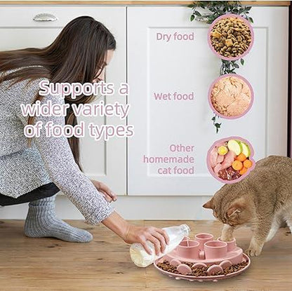 Alfombra Comedero Puzzle Rosa para Gatos - Dispensador Lento para Hábitos de Alimentación Saludables