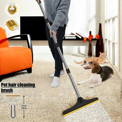 Cat Hair Remover, Adjustable Pet Hair Remover, Pet Cleaning Brush with Hanging Ring, Power Broom, Pet Hair Remover Tool for Carpets Floor Use, Shedding Grooming Kit