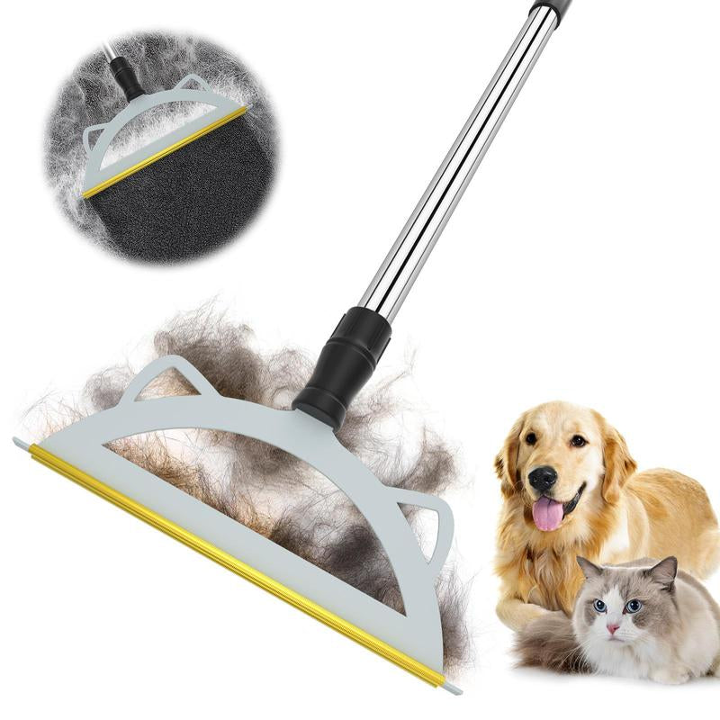 Cat Hair Remover, Adjustable Pet Hair Remover, Pet Cleaning Brush with Hanging Ring, Power Broom, Pet Hair Remover Tool for Carpets Floor Use, Shedding Grooming Kit